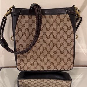 Gucci Beige and Dark Brown GG Shoulder Bag/ crossbody